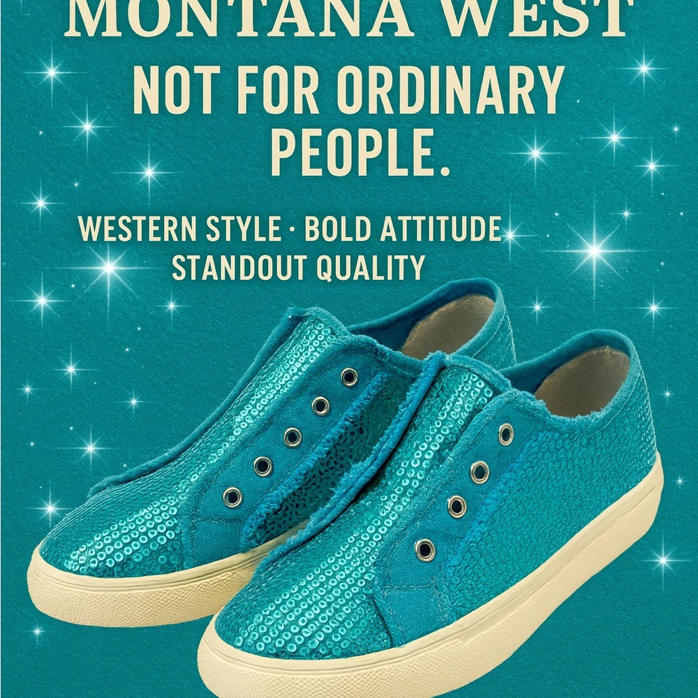 Montana West Teal Sequin Sneakers